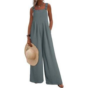 Women's Casual Loose Overalls Jumpsuits One Piece Sleeveless Wide Leg